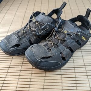 TEVA Men's Size 12 Brown Orange ShocPad Bungee Closure Water Fisherman Hiking Sa